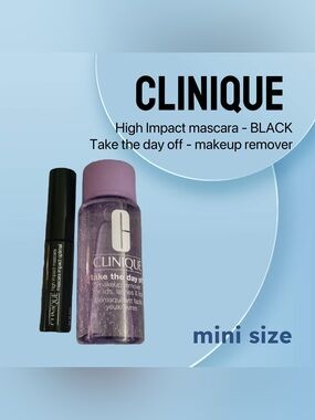 🇺🇸🆕NWOB CLINIQUE |MINI| Cult Fav Makeup Remover & Black High Impact Mascara